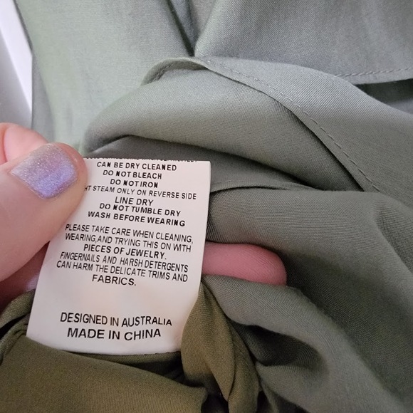 Elliatt XS Sage Green Ruffle Tiered Maxi Dress Asymmetrical Hem Boho Formal - Picture 10 of 11